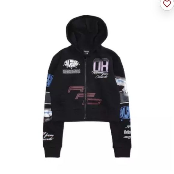 Women’s civil Regime crop hoodie dove black Sz large - Picture 1 of 5